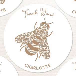 Honey Bee gepersonaliseerd Dank u Ronde Sticker