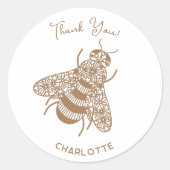 Honey Bee gepersonaliseerd Dank u Ronde Sticker (Voorkant)