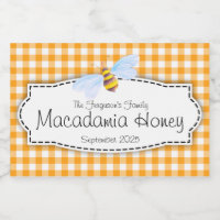 Honey bee gingham gecontroleerd voedseletiket