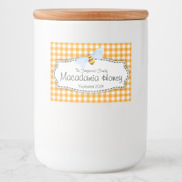 Honey bee gingham gecontroleerd voedseletiket voedselcontainer etiket