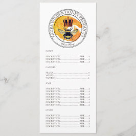 Honey Bee Gold Crown Logo Productprijslijst Menu