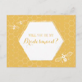 Honey Bee Golden Yellow Custom Bridesmaid Voorstel Uitnodiging Briefkaart