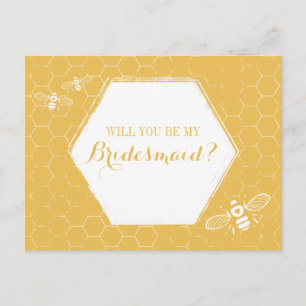 Honey Bee Golden Yellow Custom Bridesmaid Voorstel Uitnodiging Briefkaart