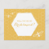 Honey Bee Golden Yellow Custom Bridesmaid Voorstel Uitnodiging Briefkaart (Voorkant)