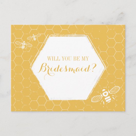 Honey Bee Golden Yellow Custom Bridesmaid Voorstel Uitnodiging Briefkaart (Voorkant)