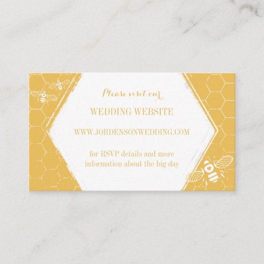 Honey Bee Golden Yellow Custom Website Card Informatiekaartje (Voorkant)