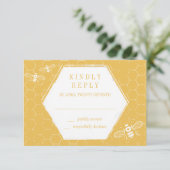 Honey Bee Golden Yellow Pattern RSVP Card (Staand voorkant)