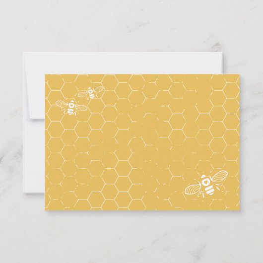 Honey Bee Golden Yellow Pattern RSVP Card (Achterkant)