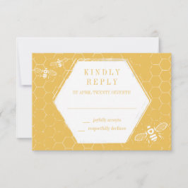 Honey Bee Golden Yellow Pattern RSVP Card Kaartje