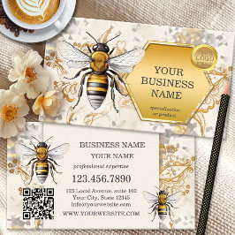 Honey Bee Gouden Logo QR Code Visitekaartje