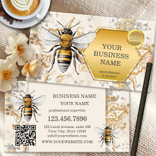 Honey Bee Gouden Logo QR Code Visitekaartje