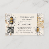 Honey Bee Gouden Logo QR Code Visitekaartje (Achterkant)