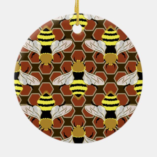 Honey Bee Graphic Keramisch Ornament (Achterkant)