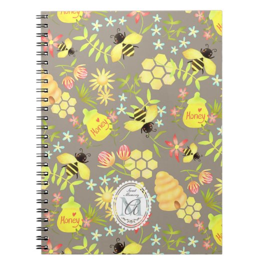 Honey Bee Grey Notitieboek (Voorkant)