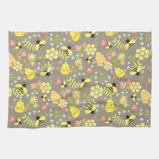 Honey Bee Grey Theedoek (Horizontaal)