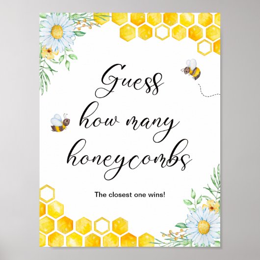 Honey Bee Guess Hoeveel Honeycombs Game Poster (Voorkant)