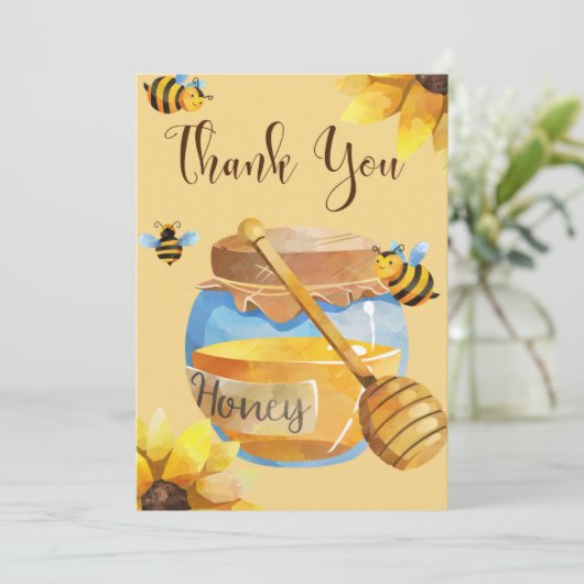 Honey Bee Hartelijk dank Kaart (Staand voorkant)