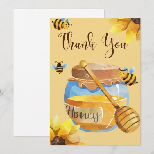 Honey Bee Hartelijk dank Kaart (Voorkant / Achterkant)