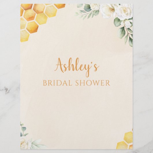 Honey Bee He Said She Said Bridal Shower Game (Achterkant)