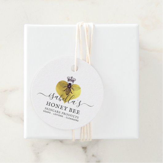Honey Bee Heart Huidverzorging Faux Gold Folie Bedankjes Labels (In situ)