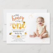 Honey Bee Heart Whimsical Cute Photo 1st Birthday Kaart (Voorkant)