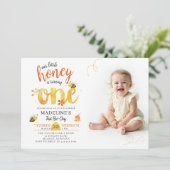 Honey Bee Heart Whimsical Cute Photo 1st Birthday Kaart (Staand voorkant)