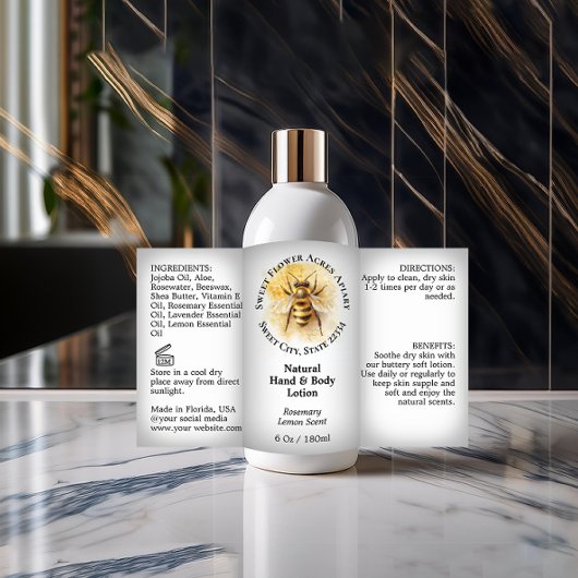 Honey Bee Honey Appiary Product Bottle Label