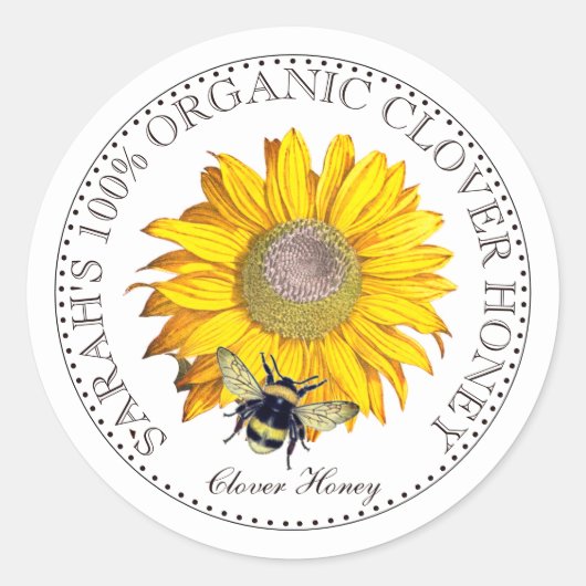 Honey Bee Honey Jar Label (Voorkant)