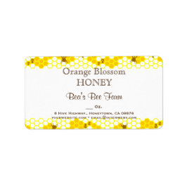 Honey Bee Honeycomb 1.25" x 2.375" Editable Label