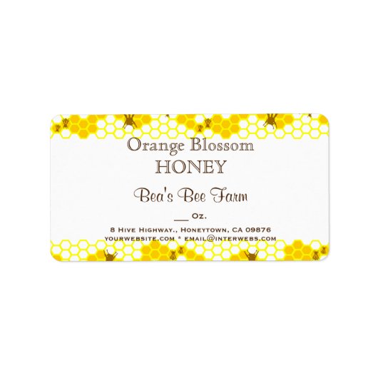 Honey Bee Honeycomb 1.25" x 2.375" Editable Label (Voorkant)
