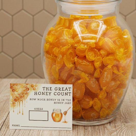Honey Bee Honeycomb Baby Shower Guess How Many Informatiekaartje