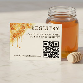 Honey Bee Honeycomb Baby Shower QR Code Registry Informatiekaartje