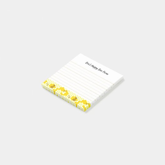Honey Bee Honeycomb Bewerkbare Optionele voering Post-it® Notes (Schuin)
