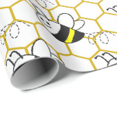 Honey Bee Honeycomb Black Yellow White Pattern Cadeaupapier (Rol Hoek)