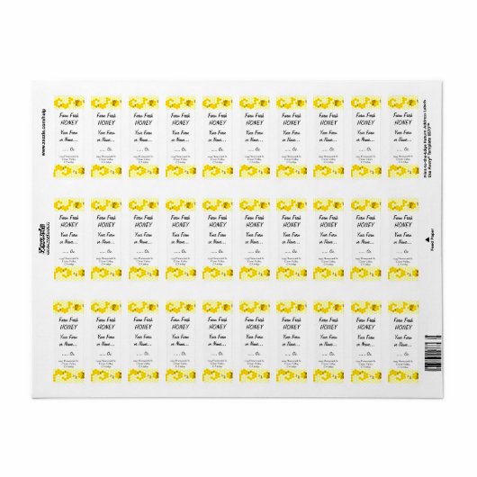 Honey Bee Honeycomb Custom 0.75" x 2.25" label (Full Sheet)