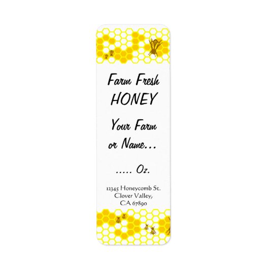 Honey Bee Honeycomb Custom 0.75" x 2.25" label (Voorkant)