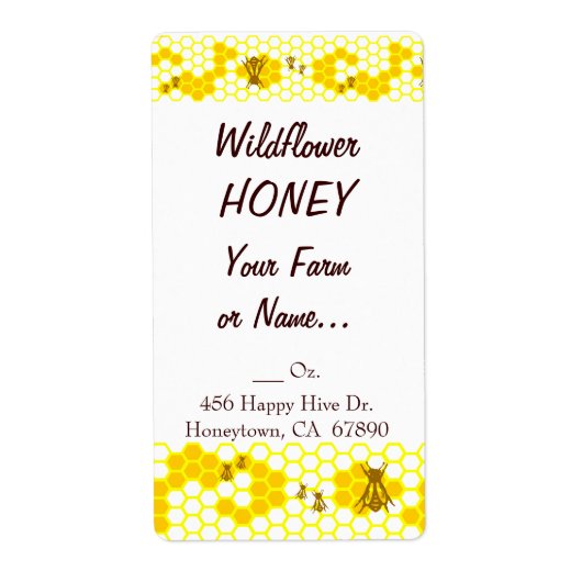 Honey Bee Honeycomb Custom 2" x 3.75" Label (Voorkant)