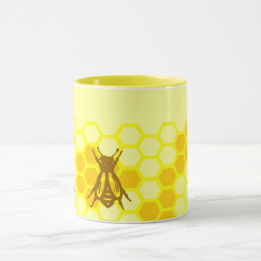 Honey Bee Honeycomb Custom Coffee Cup Mok (Midden)
