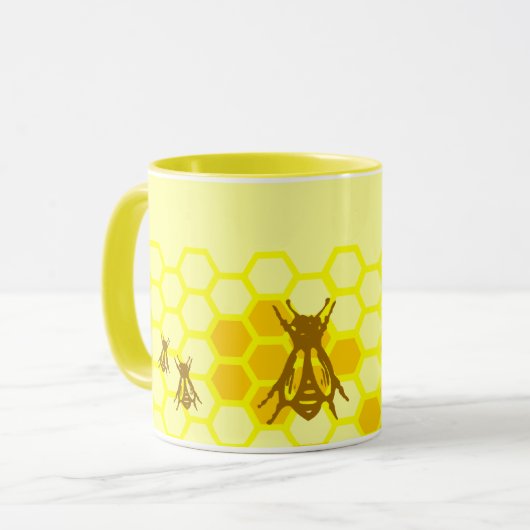 Honey Bee Honeycomb Custom Coffee Cup Mok (Voorkant links)
