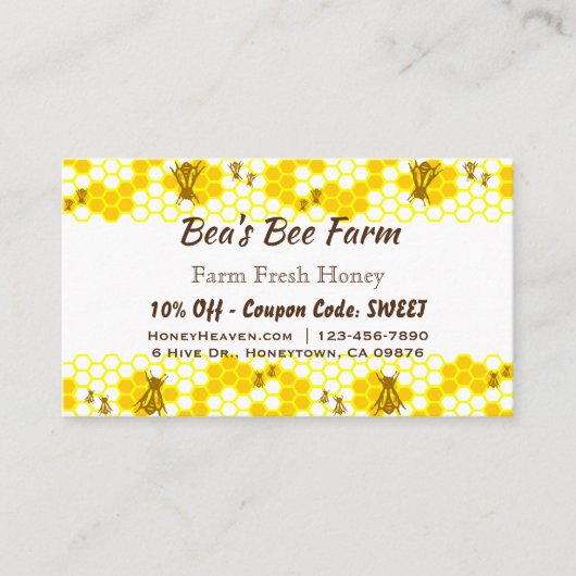 Honey Bee Honeycomb Custom Korting Kaart (Voorkant)