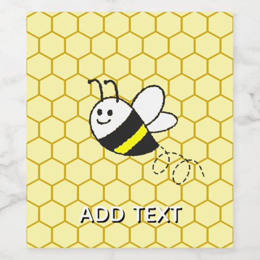 Honey Bee Honeycomb Drawing Personalized Wijn Etiket (Enkel label)