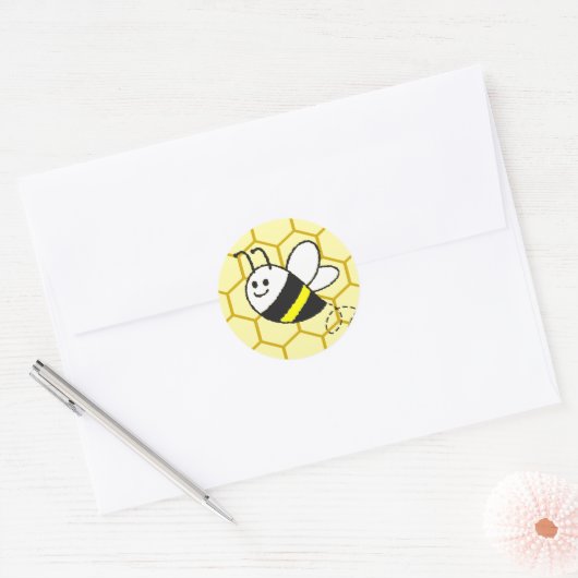 Honey Bee Honeycomb Drawing Ronde Sticker (Envelop)