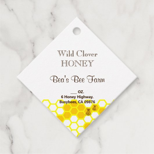 Honey Bee Honeycomb Pattern Custom Product Labels (Voorkant)