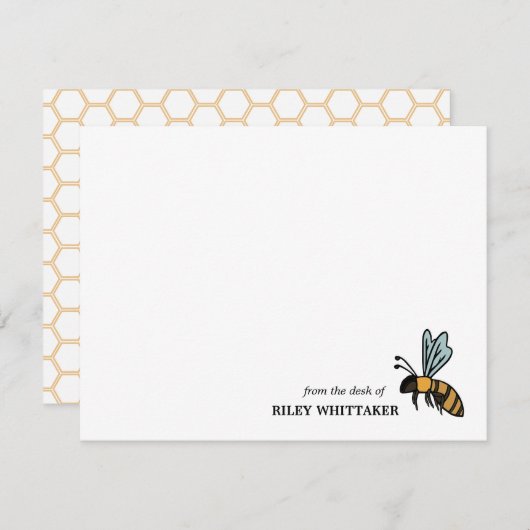 Honey Bee Honeycomb Van het Bureau van Notitiekaartje (Voorkant / Achterkant)