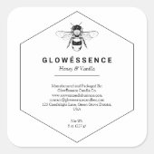 Honey bee honeycomb Vanilla Wax Candle Homemade Vierkante Sticker (Voorkant)