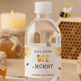Honey Bee Honeycomb Watercolor Baby Shower Waterfles Etiket
