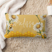 Honey Bee Honeycomb White Daisy Personaliseren Kussen (Deken)