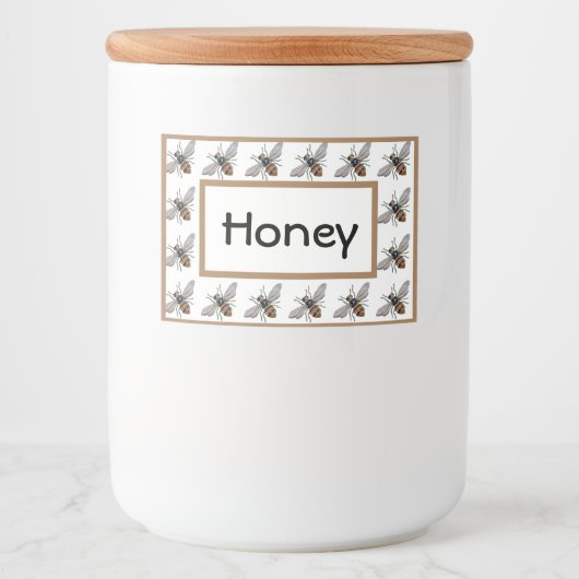 Honey Bee Jar Food Label Voedselcontainer Etiket (Voorkant)