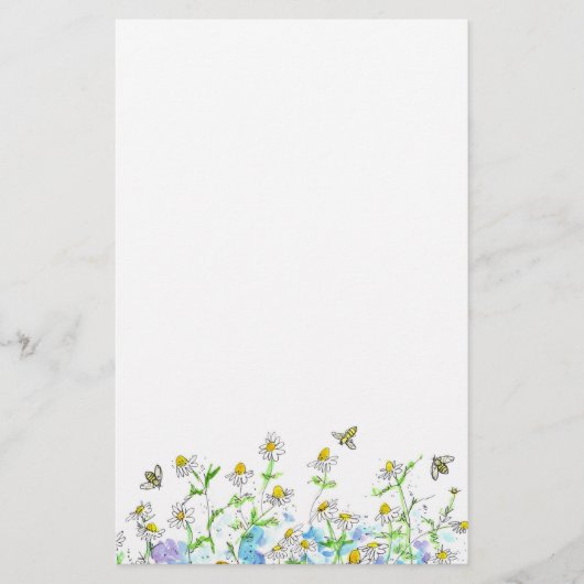 Honey Bee Kamille Flower Garden Art Briefpapier (Voorkant)