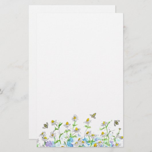 Honey Bee Kamille Flower Garden Art Briefpapier (Voorkant / Achterkant)